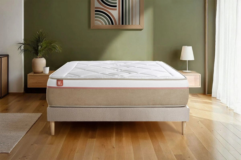 Pacchetto letto completo - Materasso 180x200cm + Box spring con doghe (kit) + 2 cuscini + Piumino - Le Soyeux