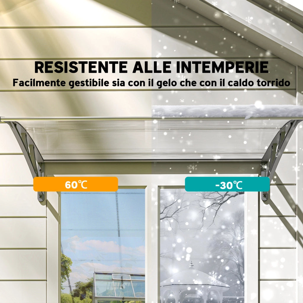 Tettoia per Balcone in Policarbonato e Alluminio ¨C zephmum ¨C Grigio 110x60x18 cm