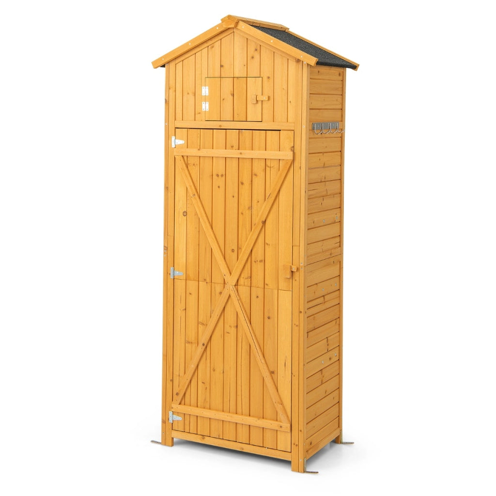 Capannone da giardino con serratura tavolo pieghevole ganci, Organizzatore di utensili di utilit¨¤ Naturale-Casette da giardino