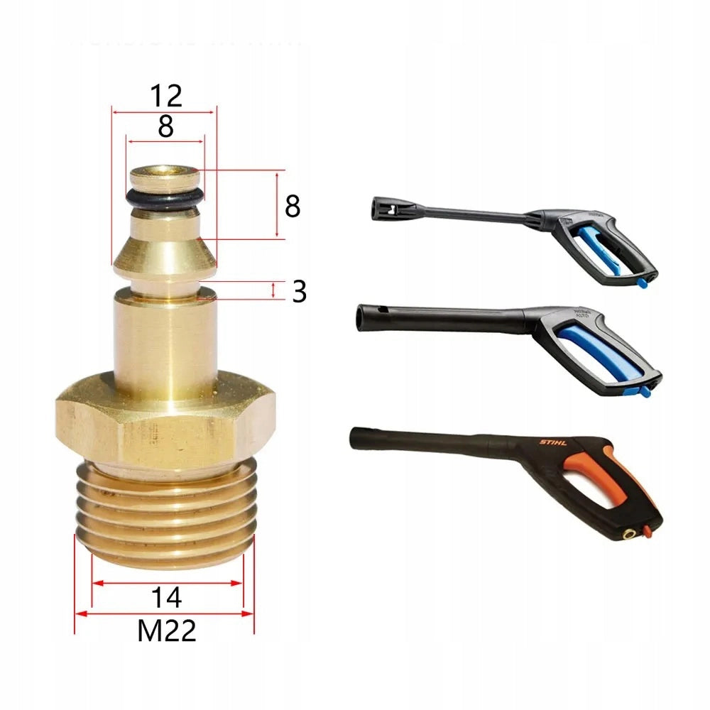 Adattatore M22 per Tubo compatibile con Pistole Nilfisk/Stihl – Ottone di Alta Qualità, Filettatura M22x1,5 mm
