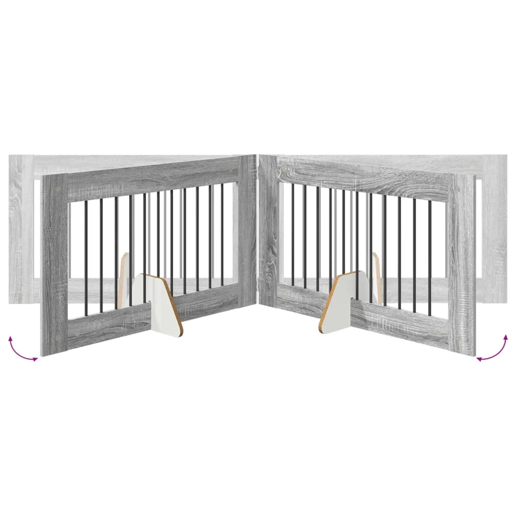 Cancello per cani con supporti 4 pz Grigio Sonoma 100 x 60 cm CFW9914167