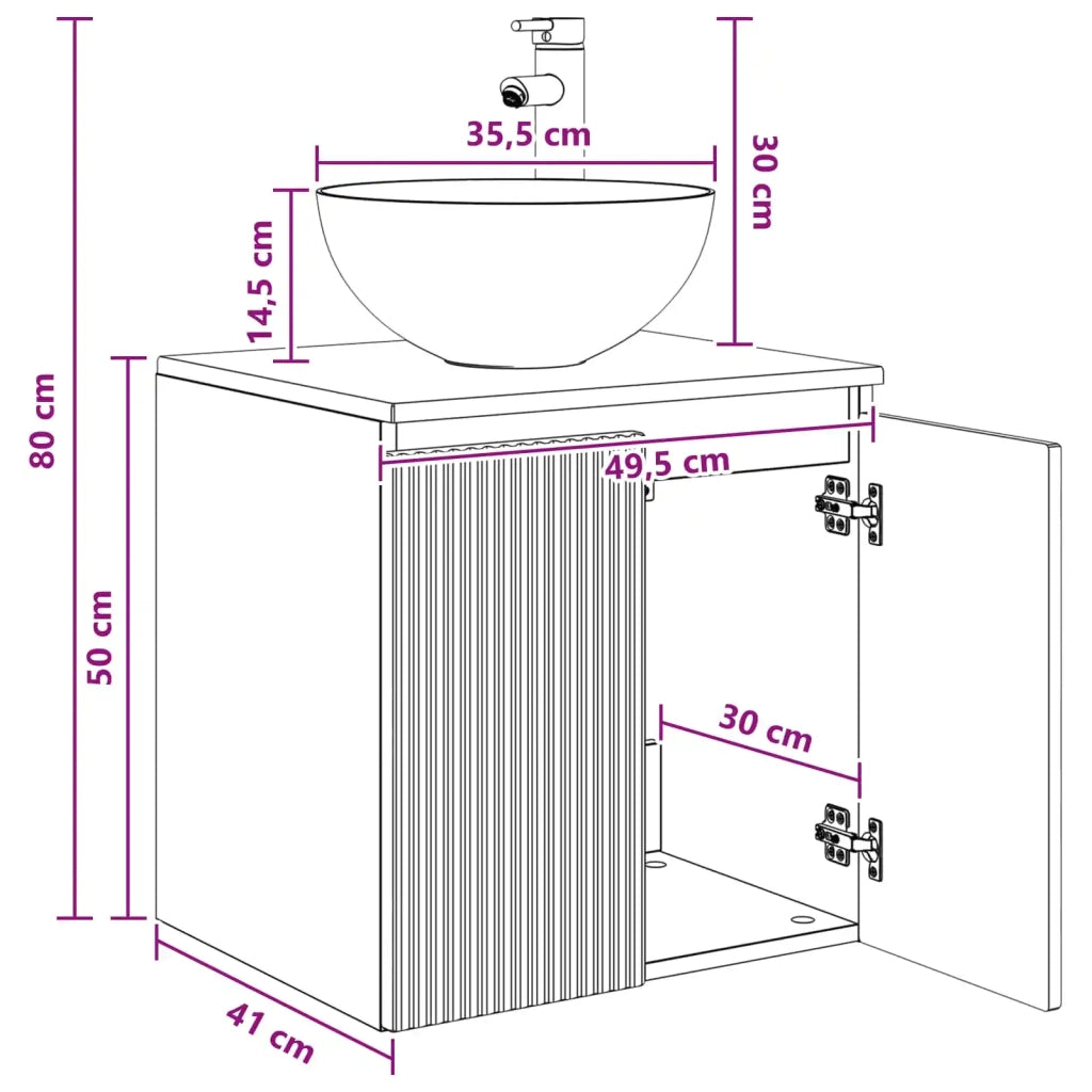 Mobile Lavabo da Parete Legno antico 49,5 x 41 x 64,5 cm 890400