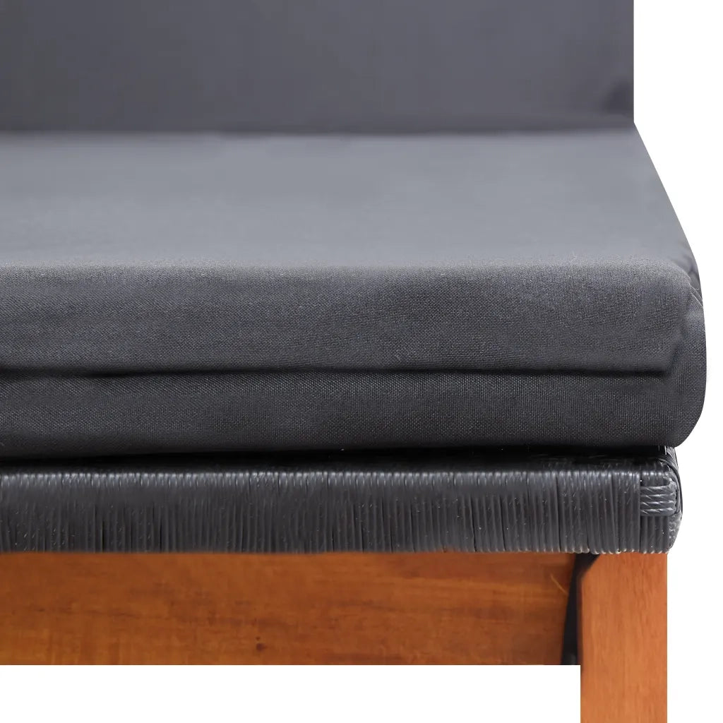 Lettino Prendisole | Sdraio da giardino | Lettino da sole con Tavolino in Polyrattan e Legno Acacia