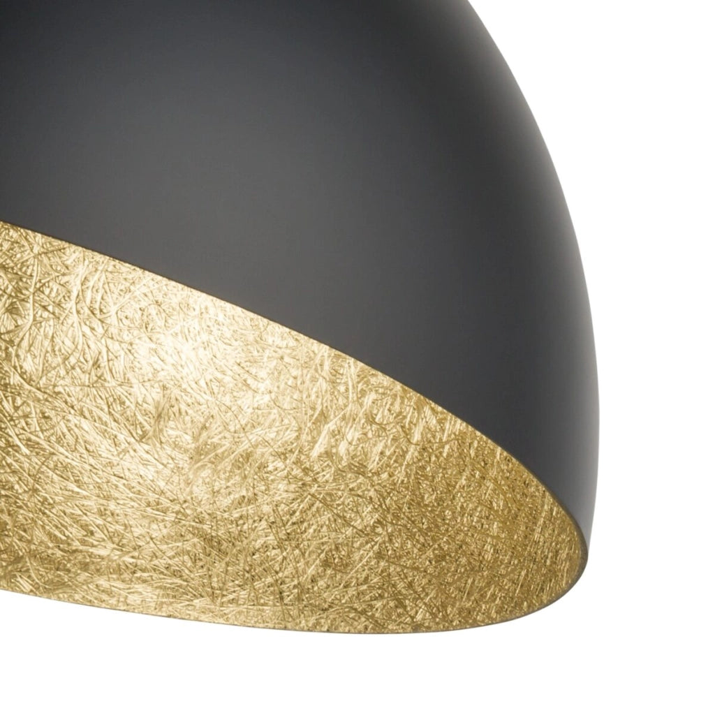 Plafoniera cupola nera oro 70cm E27 15W Sigma Sfera