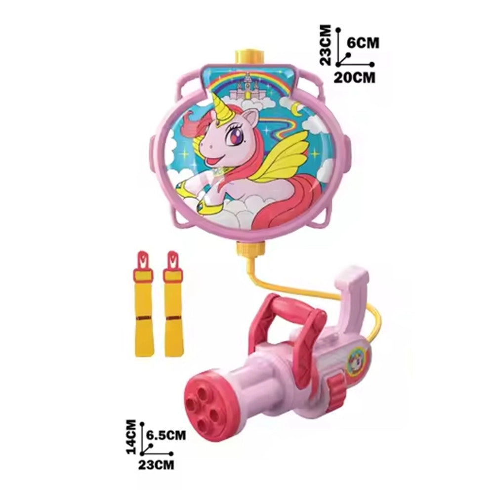 Trade Shop - Pistola Ad Acqua Con Zaino Giocattolo Per Bambini Unicorno Spiaggia Estate 1300ml 618547 -