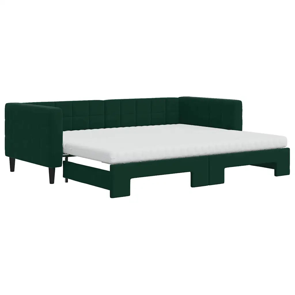 Divano Letto Estraibile Materassi Verde Scuro 90x200 Velluto 3196717