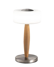 Lampada da tavolo Elea LED 8W 860lm 3000K, Struttura in metallo, legno e vetro soffiato con regolazione luce al tocco, Colore Nichel satinato - Elea