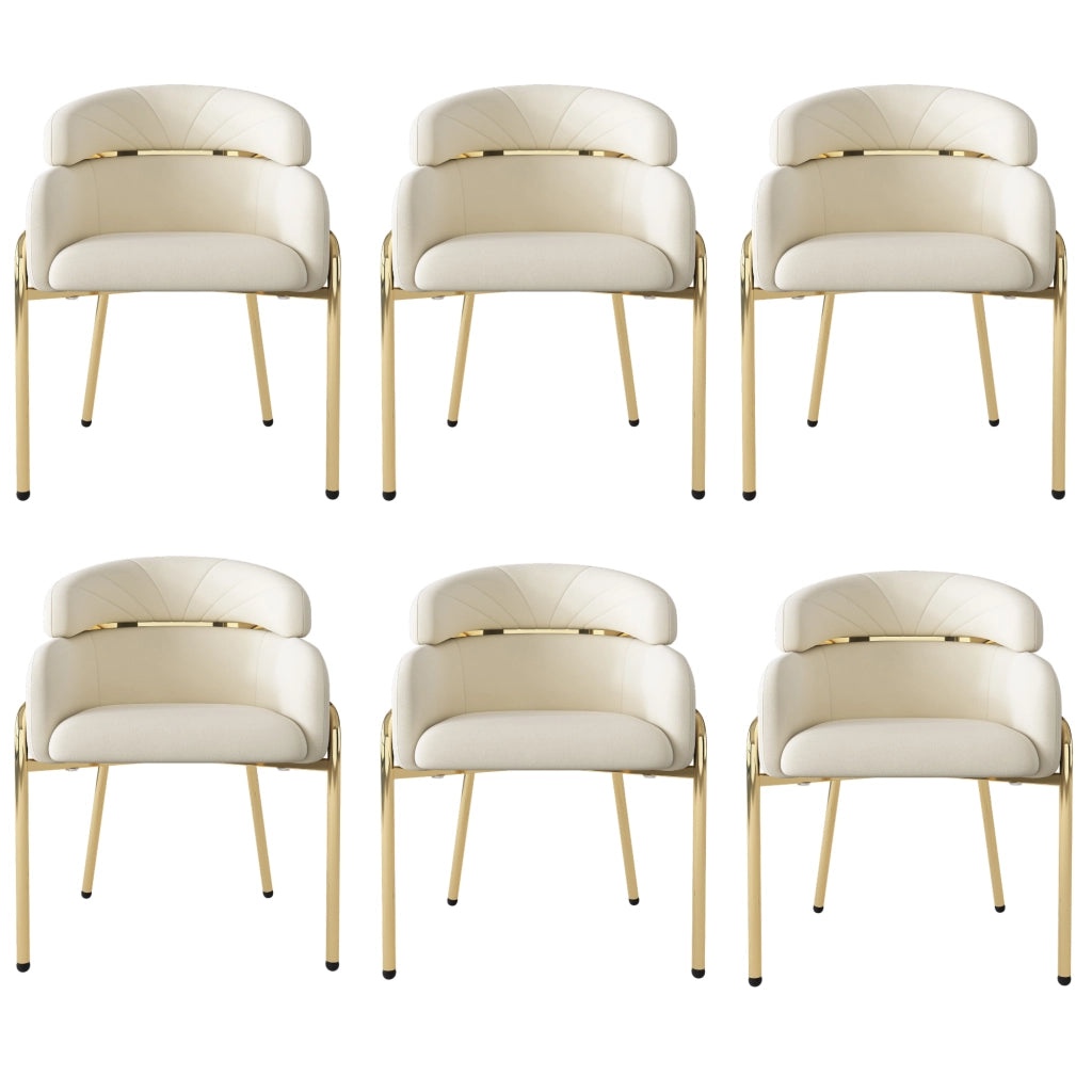 Set di 6 sedie da pranzo - Zephmum- Gambe in metallo, velluto, beige