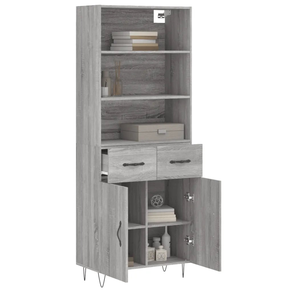 Credenza | Madia | Buffet da pranzo | Armadio da pranzo Grigio Sonoma 69,5x34x180 cm in Legno Multistrato