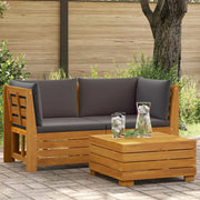 2 Pezzo Set Lounge da Giardino Legno di Acacia Massello Marrone 42022439