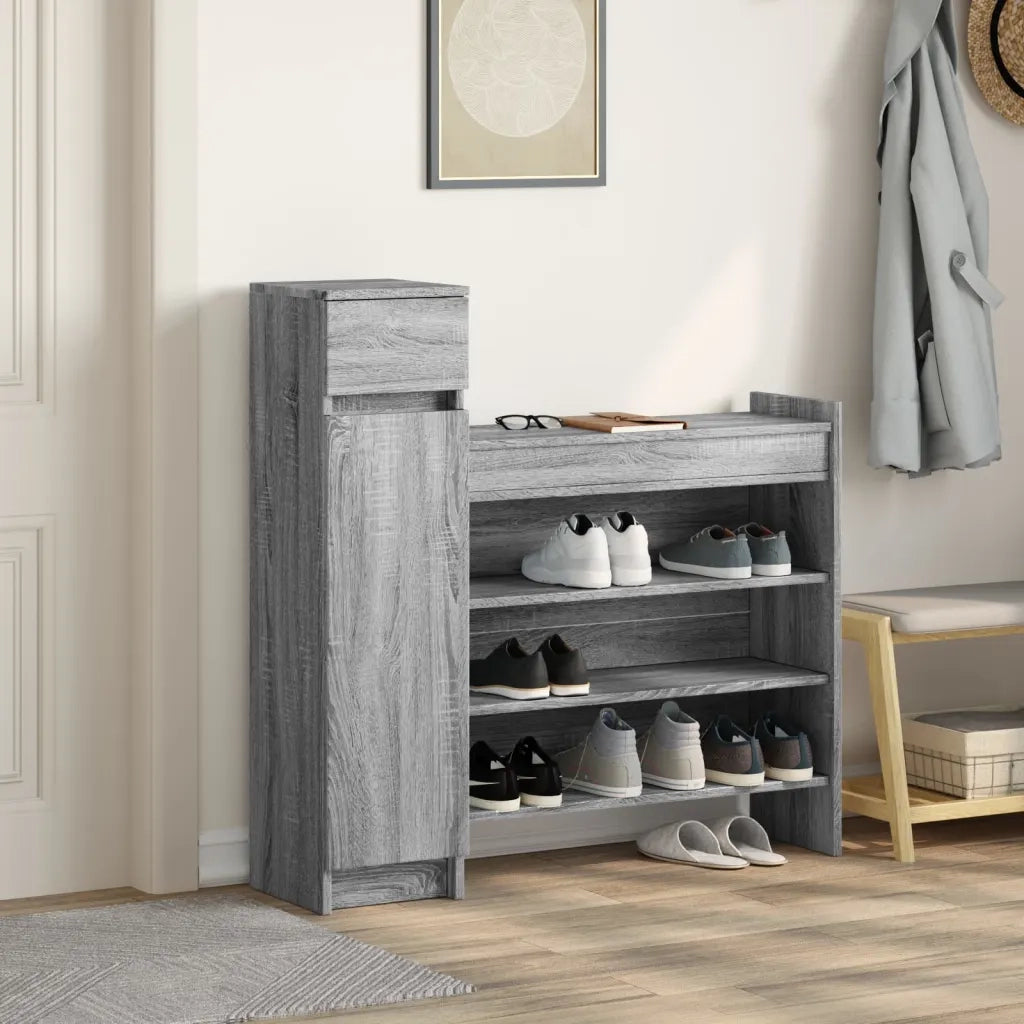 Scarpiera-Scaffale per scarpe Grigio Sonoma 100,5x28x100 cm in Legno Multistrato