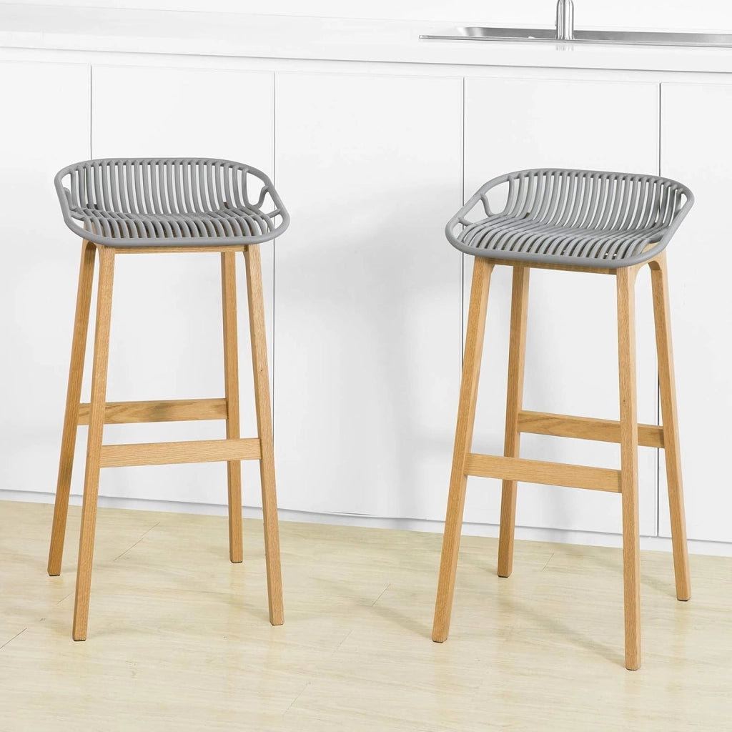 Sgabello legno Sedie cucina moderne Altezza di Seduta：79cm Gambe in legno massiccio di hevea Carico Massimo Fino a 150kg (FST77-HG)