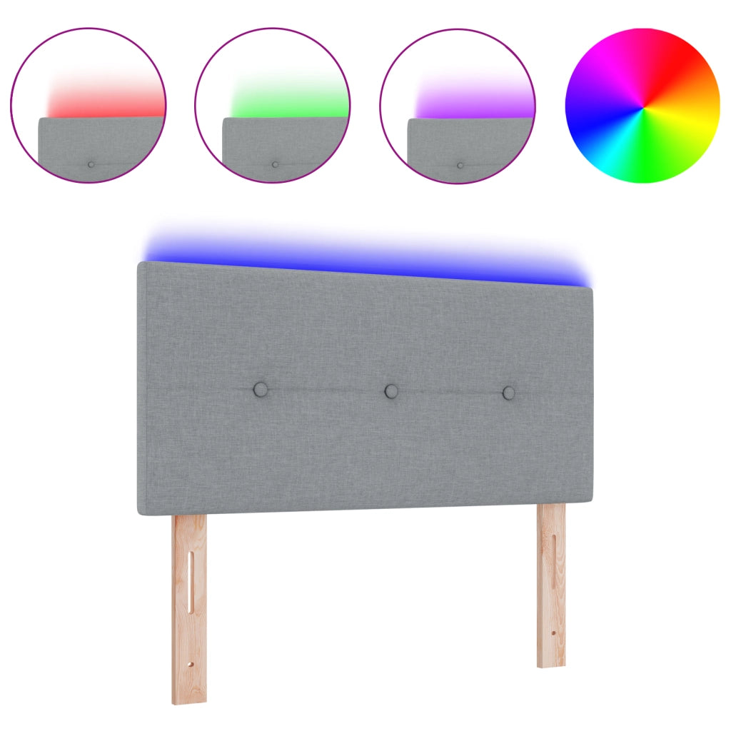 testata LED  trapuntata grigia chiara 90 cm in tessuto