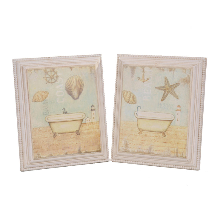 Set 2 Quadri con Vasca da Bagno H 31 cm