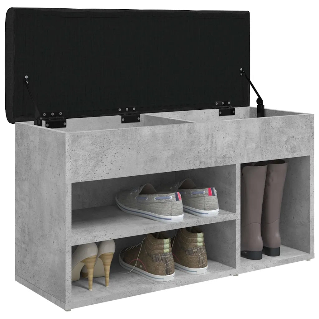 Panca per Scarpe Grigio Cemento 82x32x45,5cm Legno Multistrato 835029