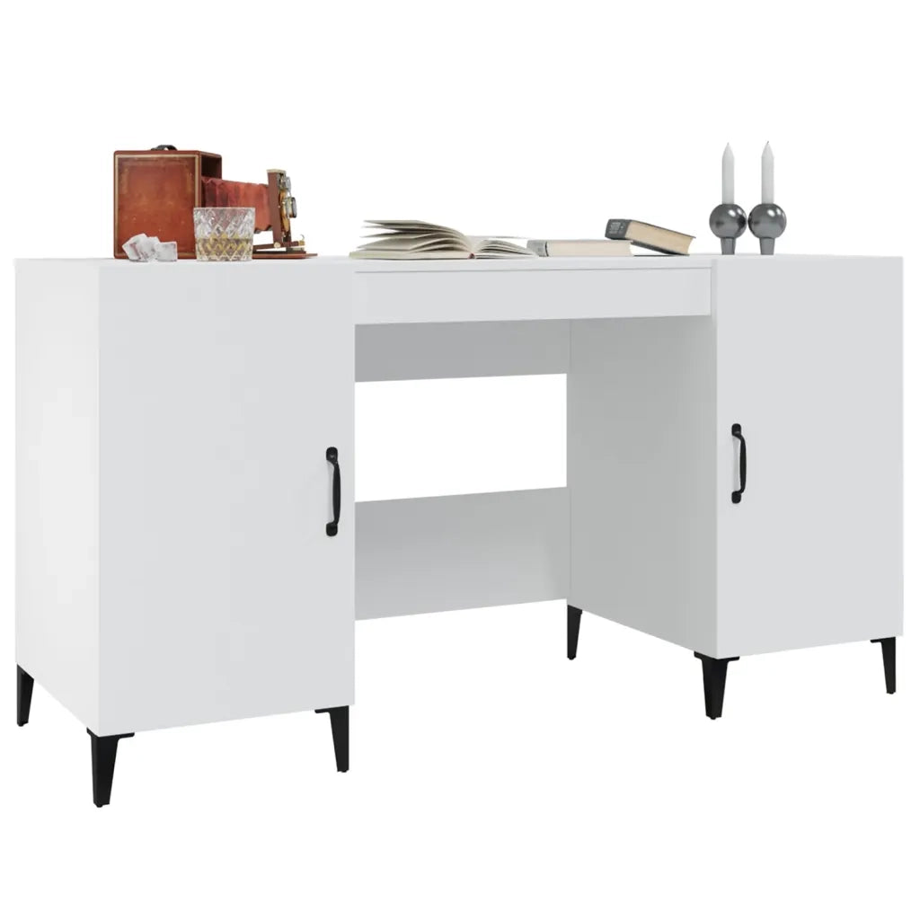 Scrivania Bianca 140x50x75 cm in Legno Multistrato 812771