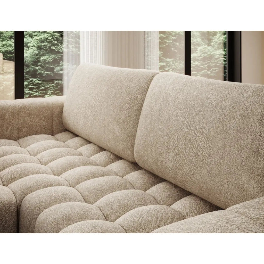 Divano angolare convertibile DORY beige 250 cm con contenitore angolo sinistro
