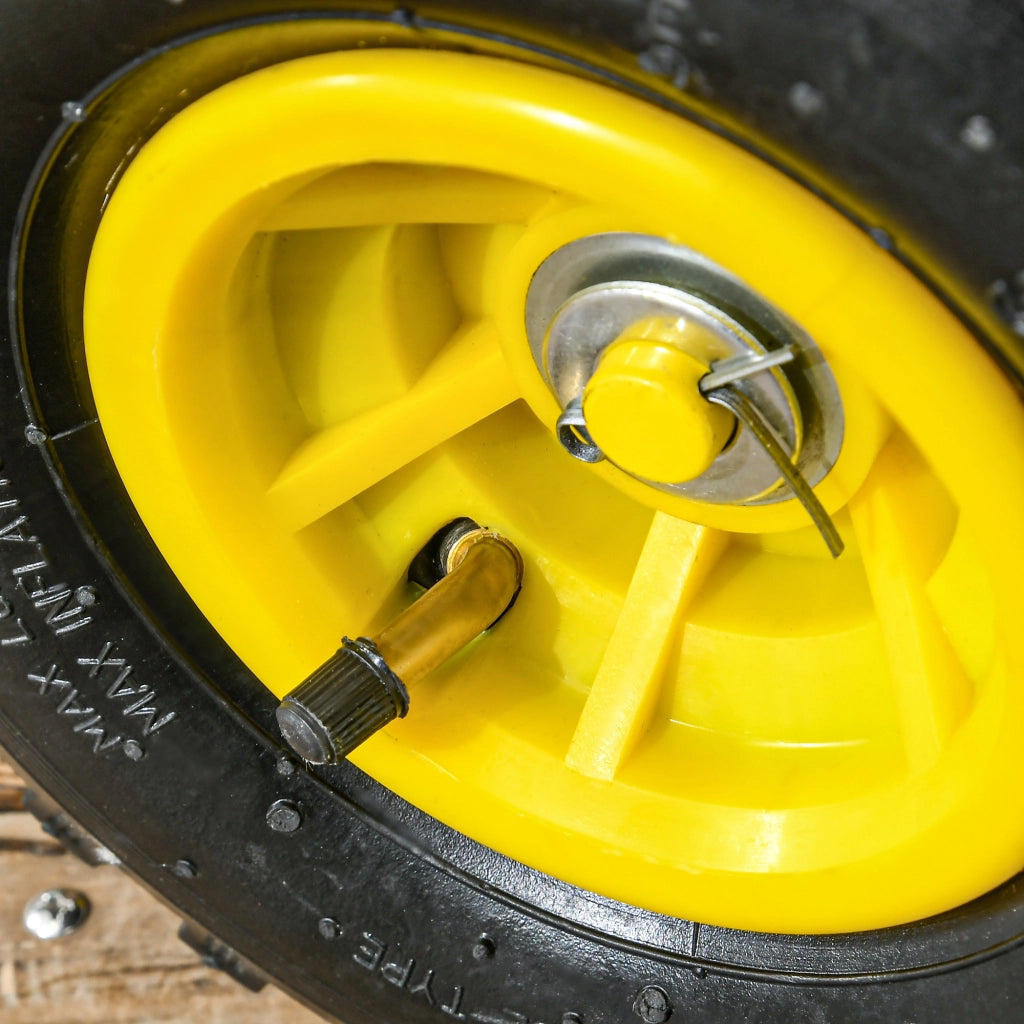 Carrello da Giardino 94x48.5x100 cm con Capacità 150 kg e Maniglia Rivestita in Acciaio Giallo e Nero