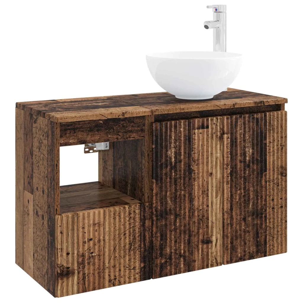 Set di mobili per il bagno 2 pz Legno antico 3404032