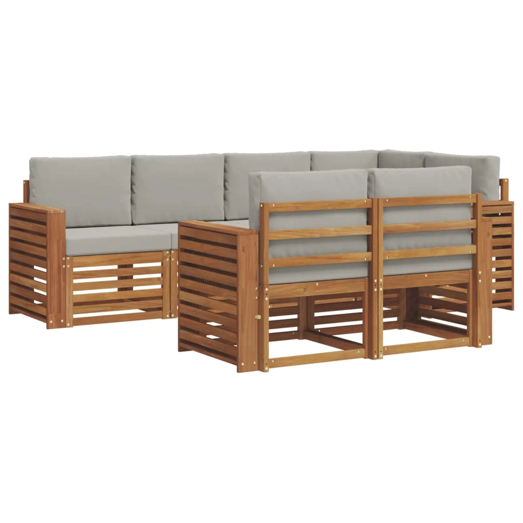 Set divano sezionale con cuscino 7 pcs Grigio Naturale e Chiaro