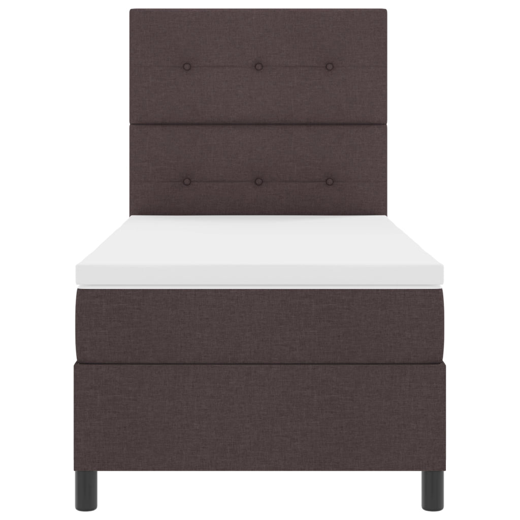 Letto con Rete e Materasso & LED Marrone Scuro 90x200 cm Tessuto