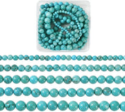 Set di perle in pietra naturale turquesa - 4mm/6mm/8mm/10mm - Set di perle - Creazione di gioielli - Circa 284 pezzi - Contenitore di conchiglia in plastica