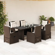 Set da Pranzo da Giardino 7pz con Cuscini in Polyrattan Marrone 3262781