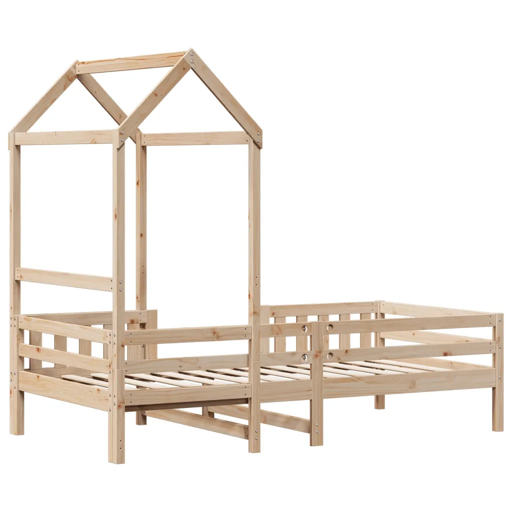 Letto singolo | Letto per adulti | Giroletto con Tetto 80x200 cm in Legno Massello di Pino