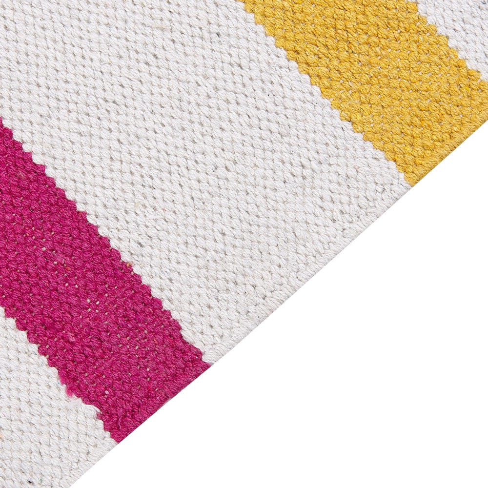 Tappeto strisce multicolore cotone 140 x 200 cm rettangolare tessuto a mano