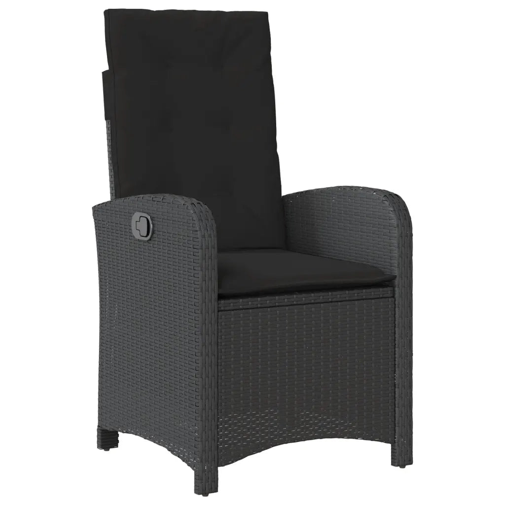 Set da Pranzo da Giardino 7 pz Nero con Cuscini in Polyrattan 3212316