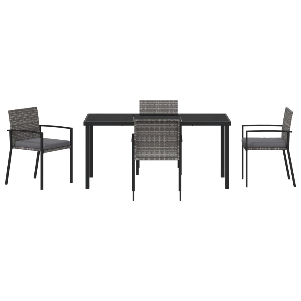 Set di 5 Pezzi da Pranzo per Giardino Grigio Polyrattan