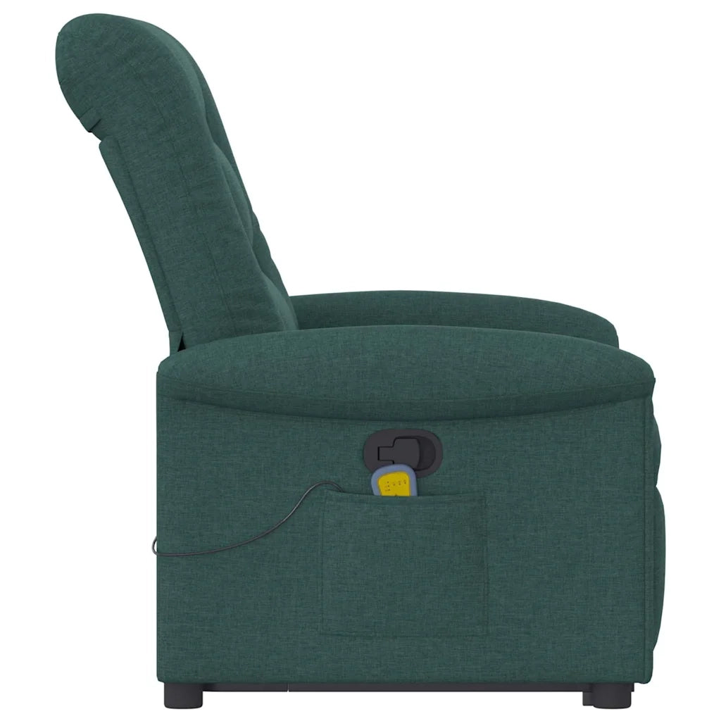 Poltrona Alzapersona Massaggiante Verde Scuro in Tessuto 3303270