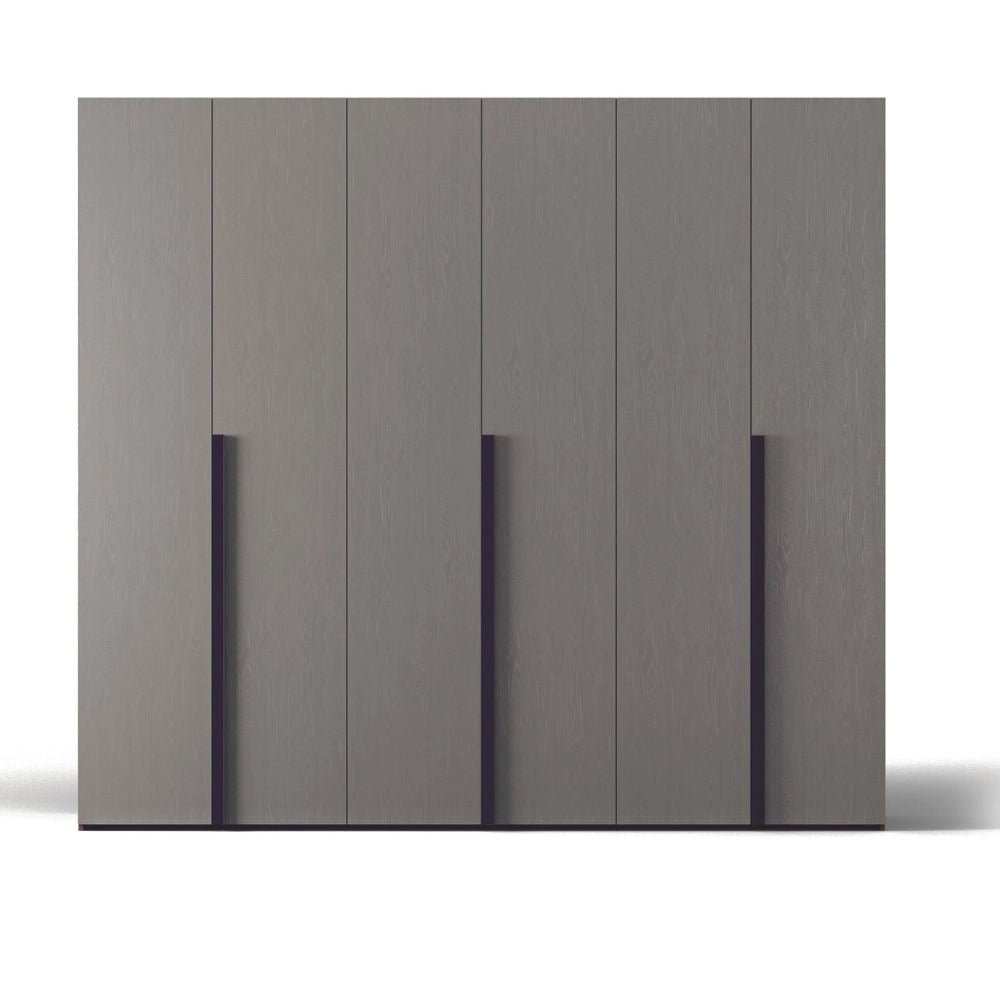 Armadio 6 ante battenti cemento e maniglie nero opaco Coco 276x60,3x250h