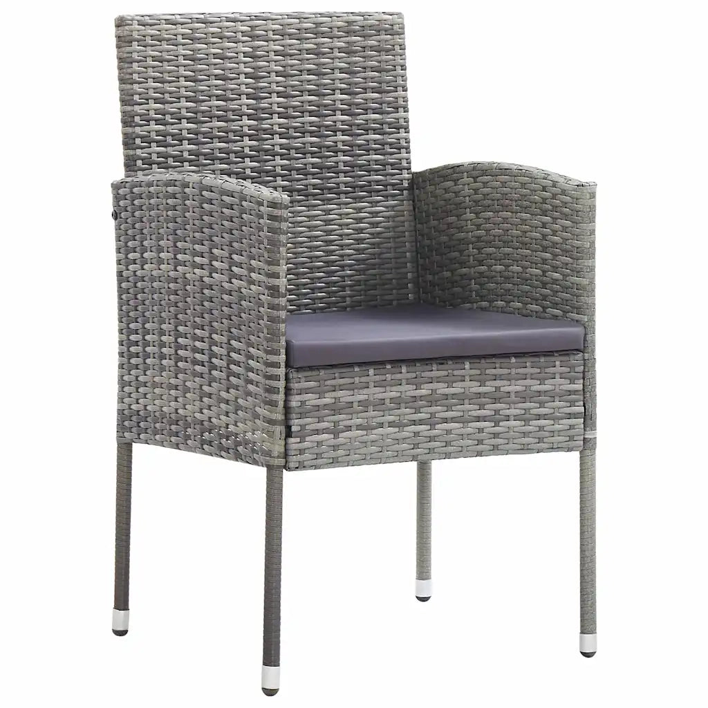 Set da Pranzo per Giardino con cuscino 5 pcs Grigio polyrattan 3380058