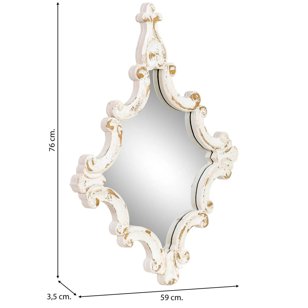 Specchio da parete in legno bianco 59x3,5x76h cm
