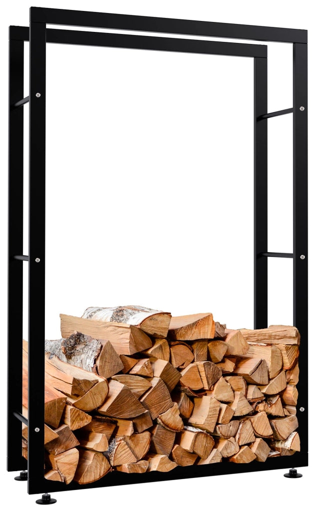 Esclusivo portalegna KERI V2 in metallo nero,25x80x125 cm