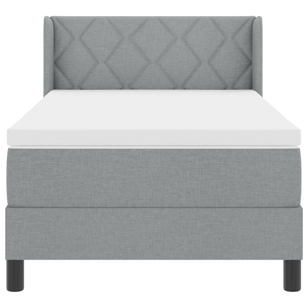 Letto Box Spring con Materasso Grigio Chiaro 90x200 cm in Tessuto
