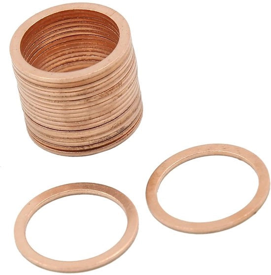 Set di gomme di chiusura in rame 18 x 22 x 1 mm - Pacchetto da 20 - Resistenti a tensioni elevate - Duraturo - Robusto - Indispensabili per veicoli - Gomme di chiusura per giunzioni