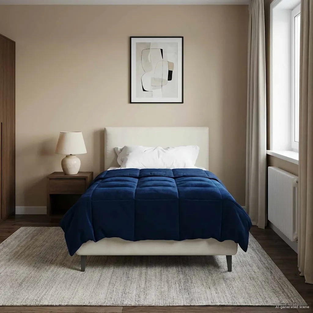 Piumone | Duvet Estivo Trapuntato Blu Scuro 135 x 220 cm Microfibra
