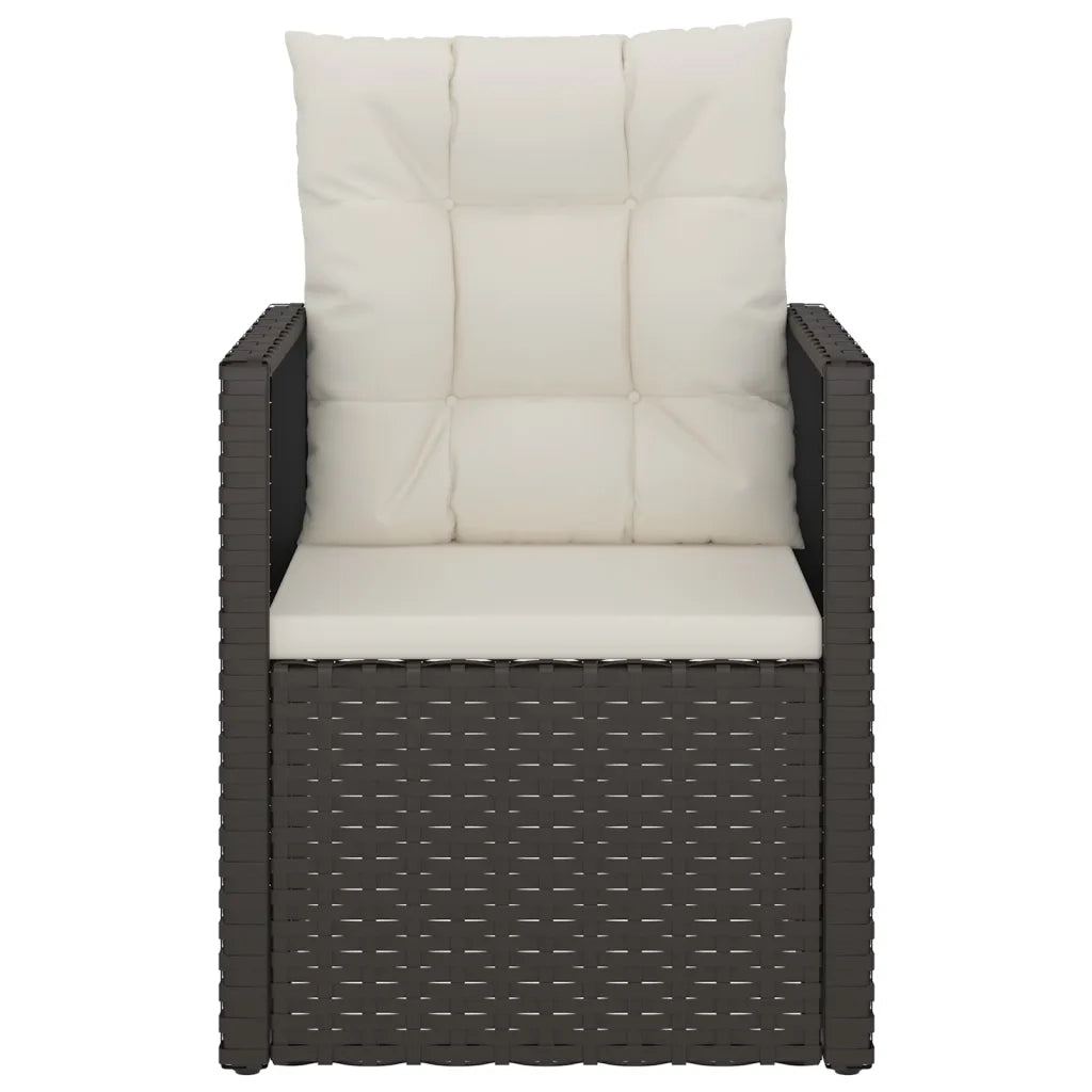 Set Divani da Esterno 3 pz con Cuscini in Polyrattan Nero cod mxl 41982