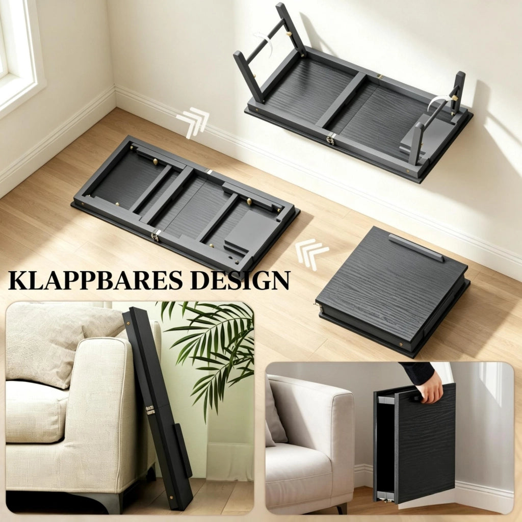 Tavolino da letto pieghevole e regolabile in bambù con piano inclinabile 70x33 cm nero