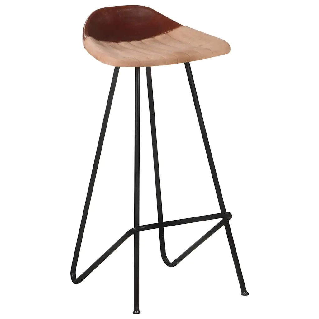 Sgabelli da Bar 4 pz Marroni in Vera Pelle 320646