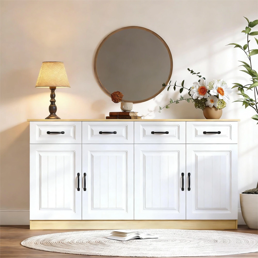 MADIA multifunzione 160x35x80 cm MDF Bianca e color legno naturale