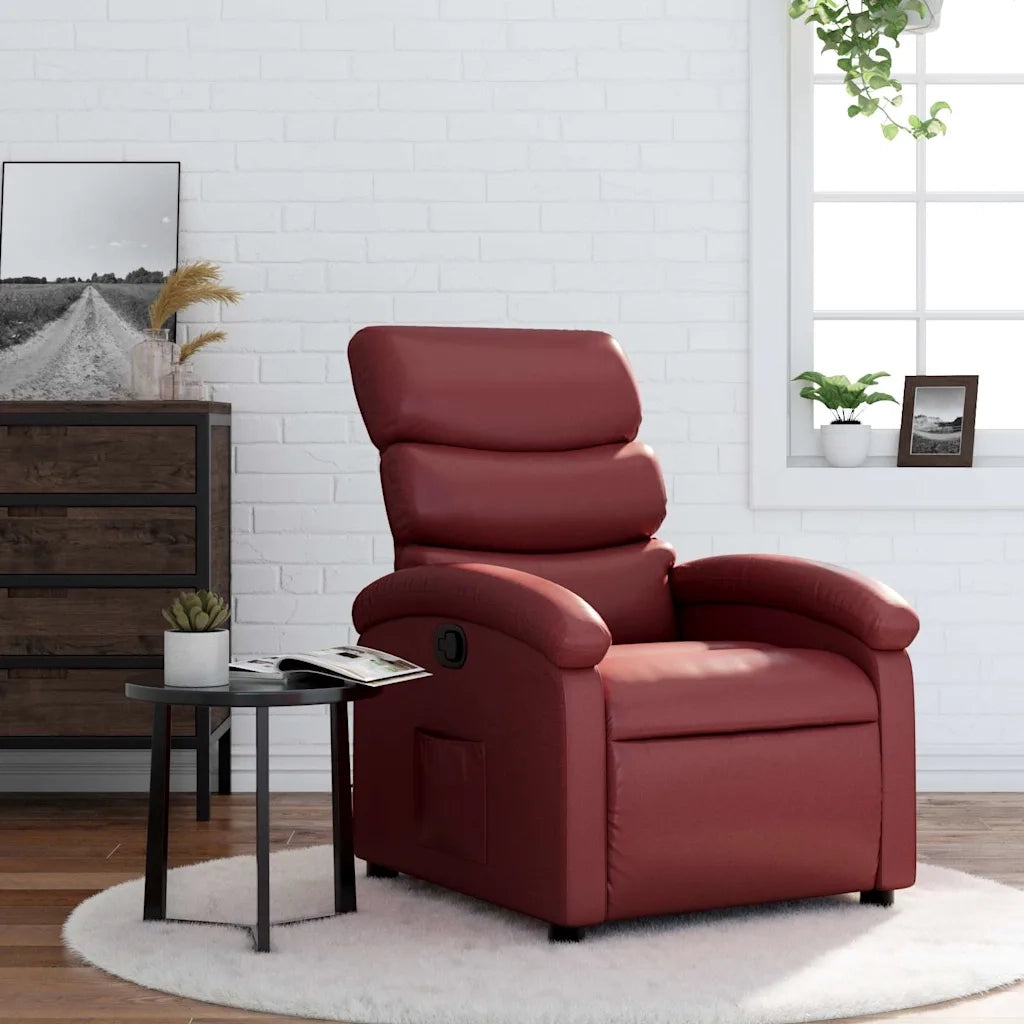 Divano Sedia-Poltrona Reclinabile Rosso Vino in Similpelle 817101