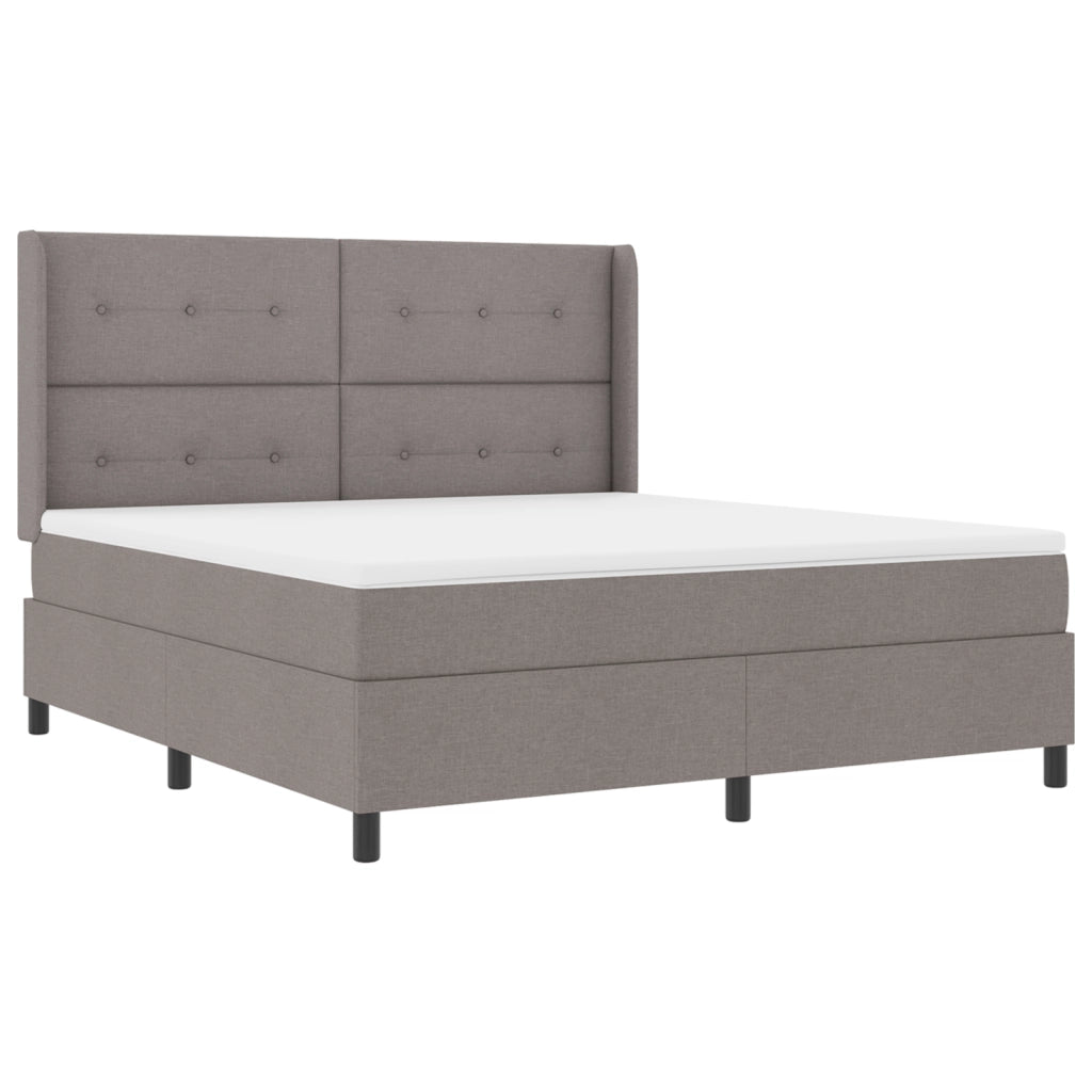 Letto Box Spring  con Materasso e LED Tortora 180x200 cm Tessuto