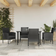 Set da Pranzo da Giardino 5 pz Nero in Polyrattan e Acciaio 3203338