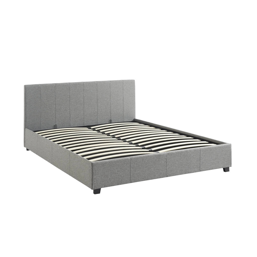 Letto a cassettone con rete a doghe e testiera, 160x200cm, grigio
