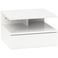 Comodino Sospeso per Camera da Letto 35x32x22,5 cm con Cassetto in Legno Bianco