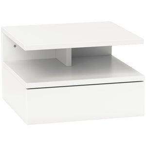 Comodino Sospeso per Camera da Letto 35x32x22,5 cm con Cassetto in Legno Bianco