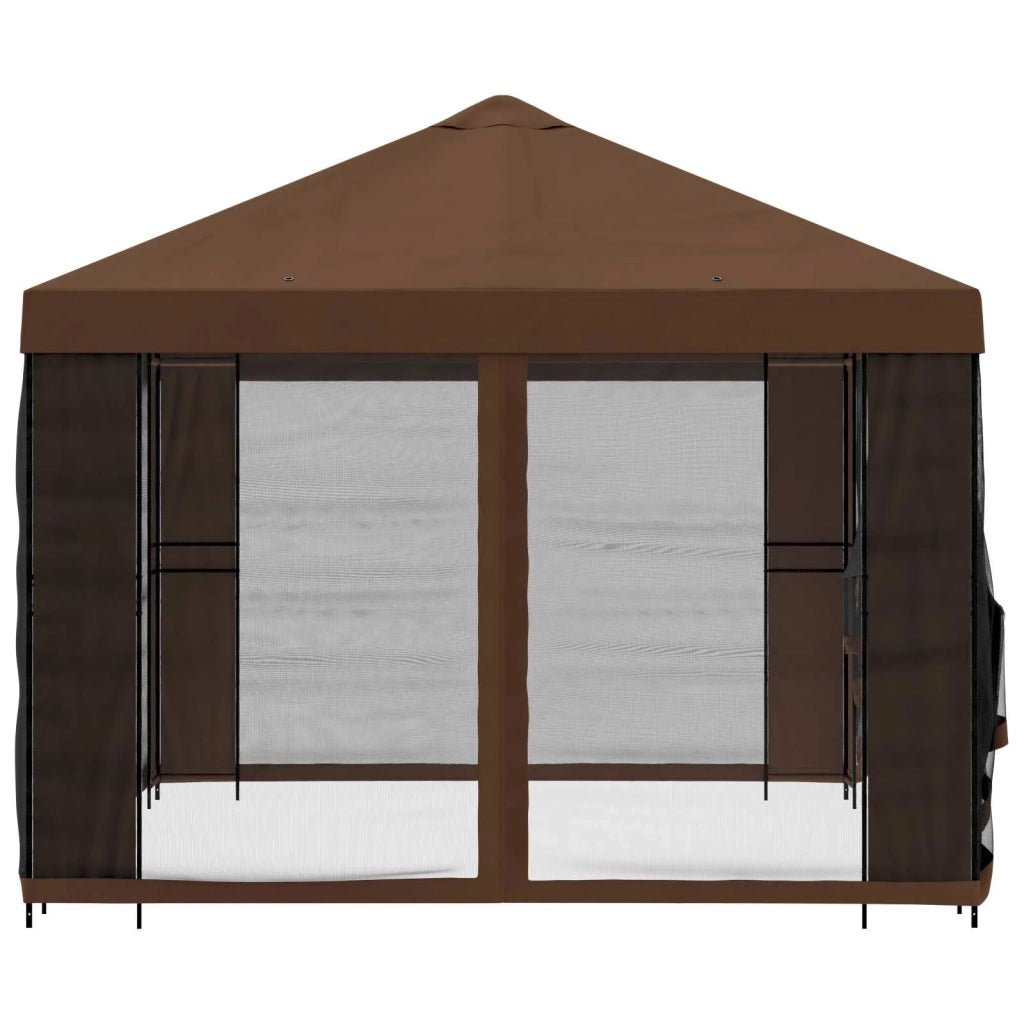 Gazebo da giardino con pareti laterali 4 × 3 m Marrone